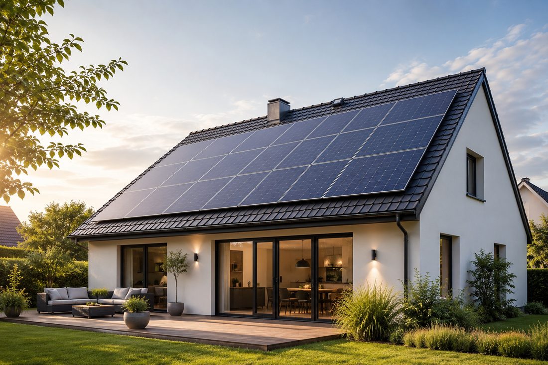 Maison équipée de panneaux solaires en autoconsommation